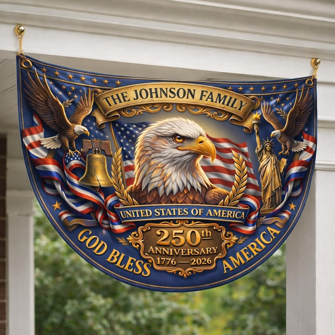 Patriotic American Flag Custom House Gift for Veteri, 250 Anniversary USA Garden Flag