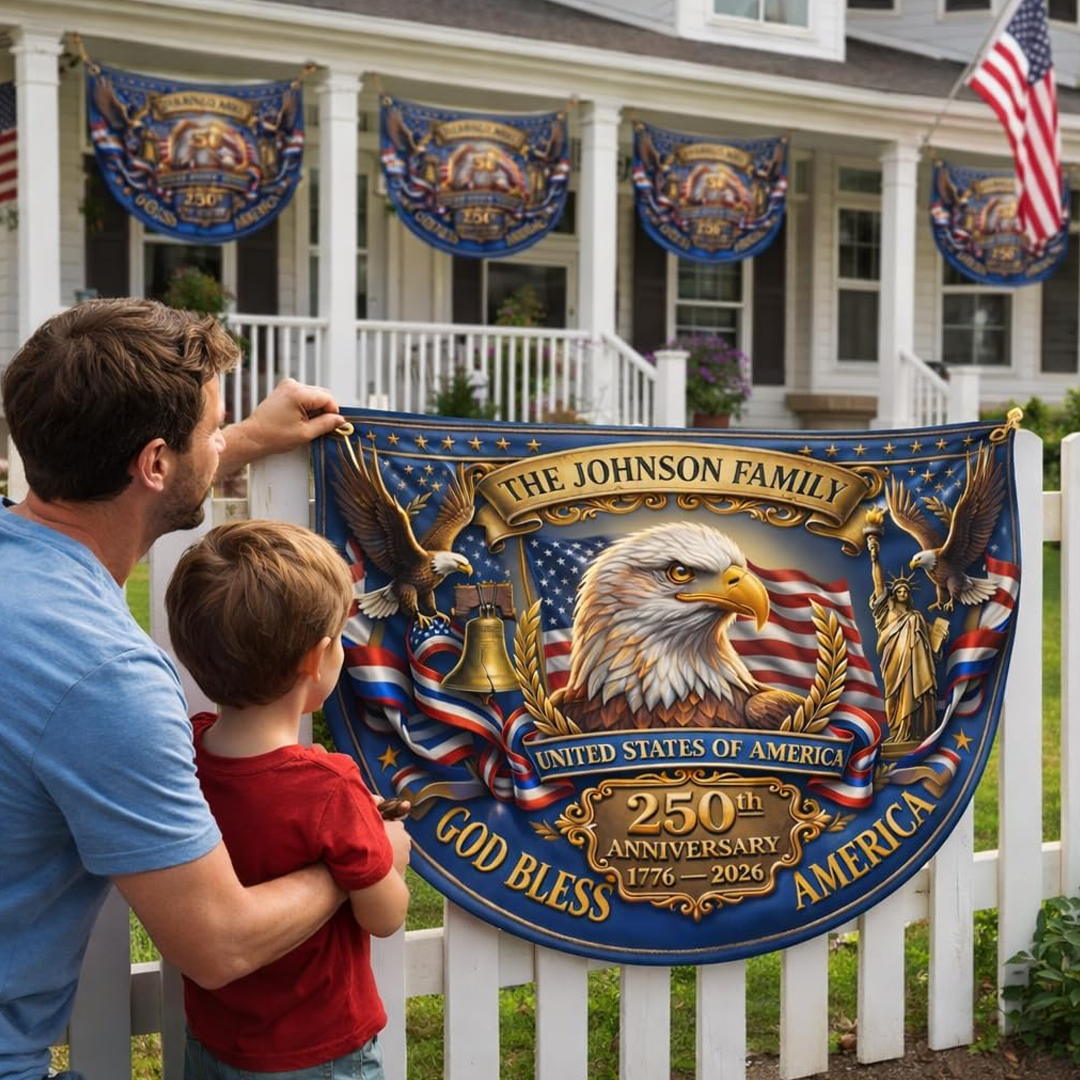 Patriotic American Flag Custom House Gift for Veteri, 250 Anniversary USA Garden Flag