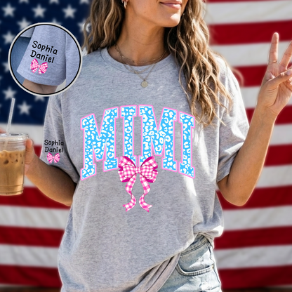 Patriotic 4th of July Mimi Nana Grandma and Grandkids  Red White Blue Summer T-Shirt
