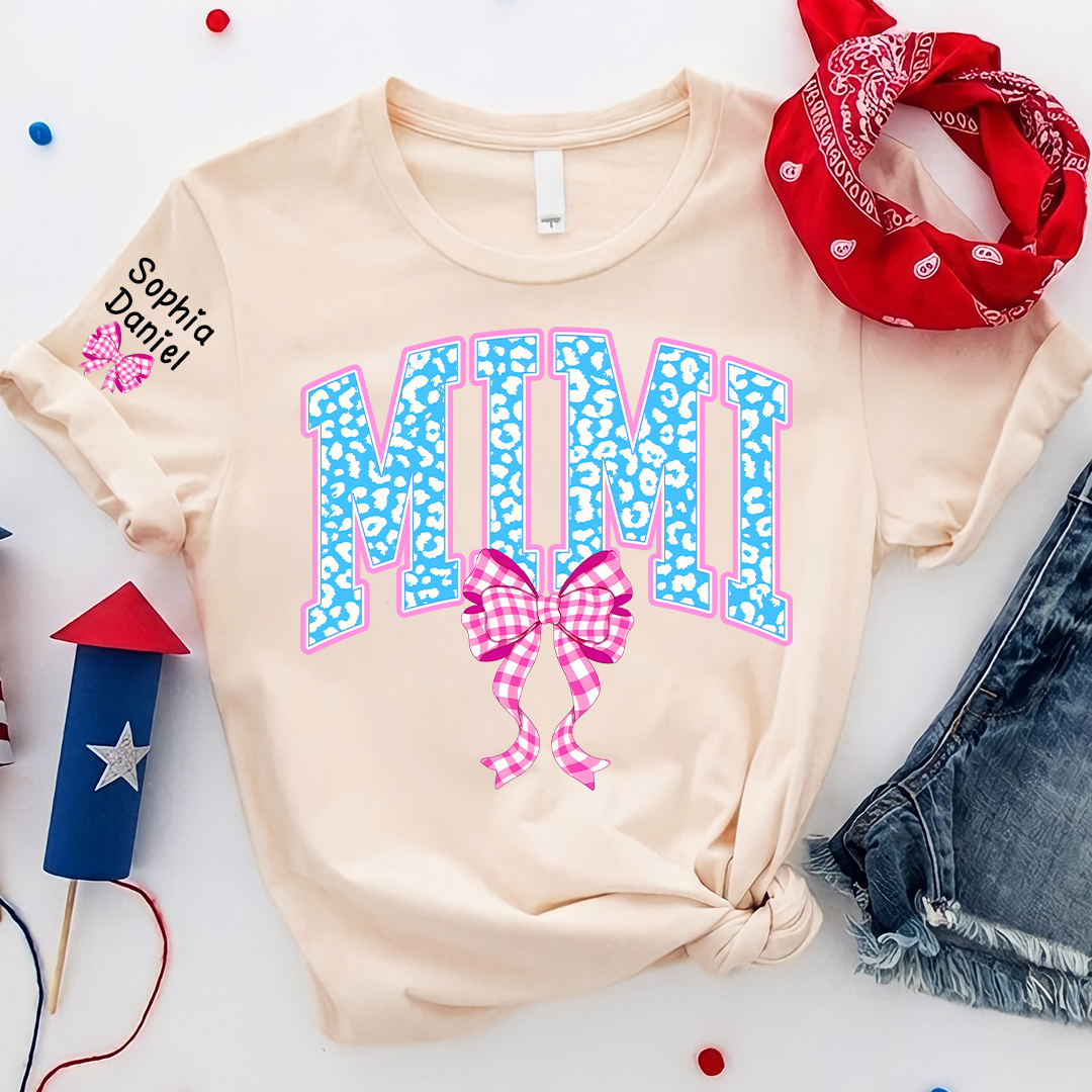 Patriotic 4th of July Mimi Nana Grandma and Grandkids  Red White Blue Summer T-Shirt