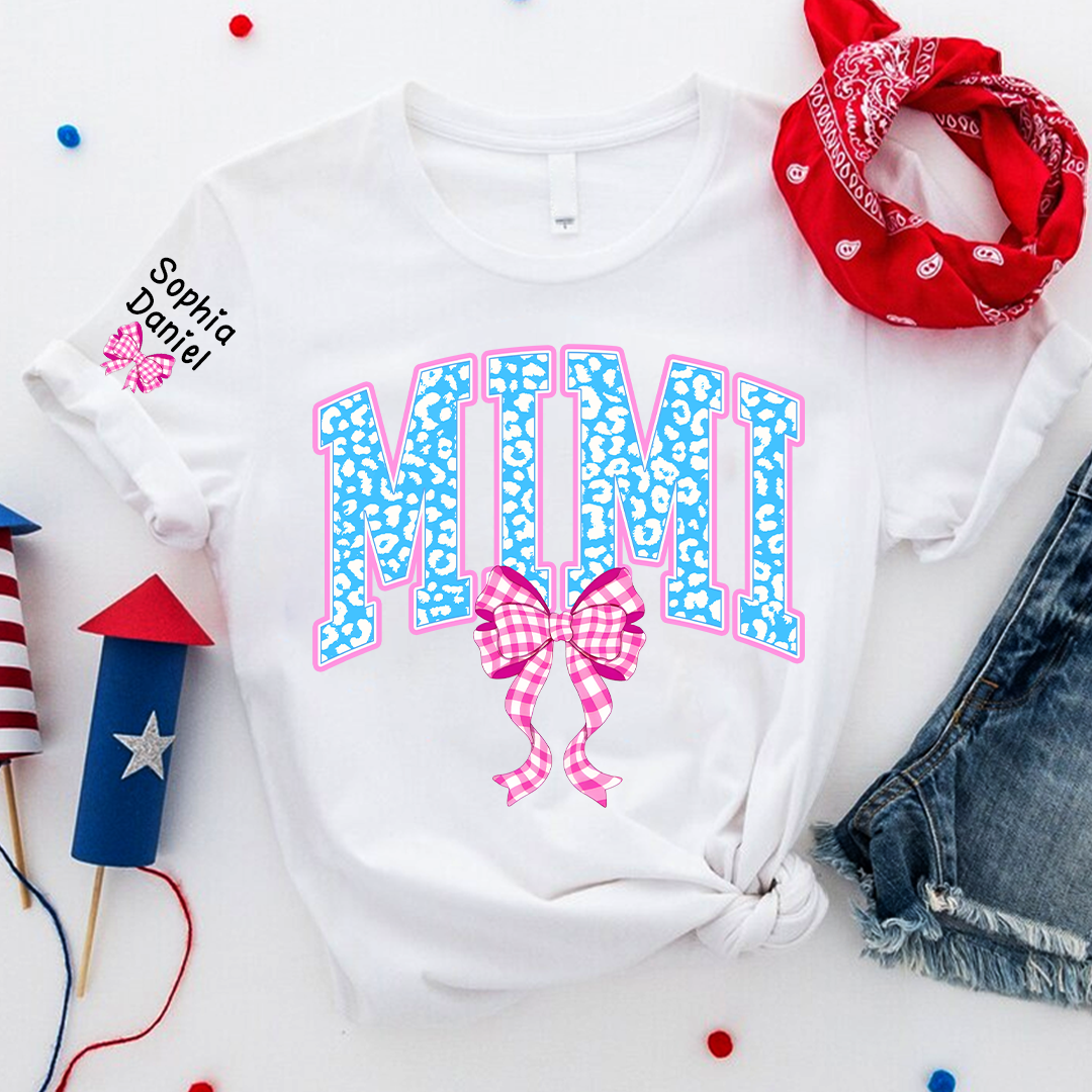 Patriotic 4th of July Mimi Nana Grandma and Grandkids  Red White Blue Summer T-Shirt
