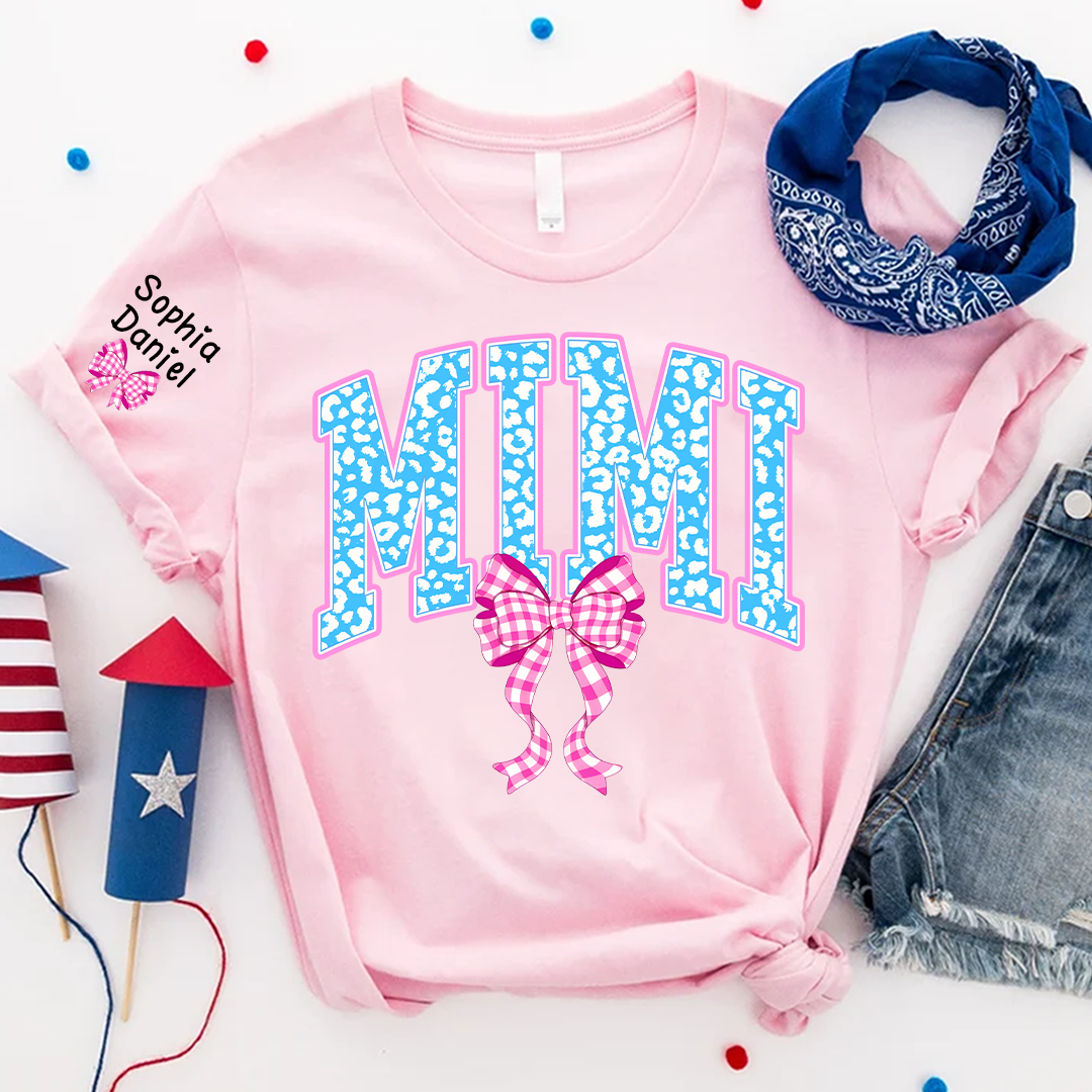 Patriotic 4th of July Mimi Nana Grandma and Grandkids  Red White Blue Summer T-Shirt
