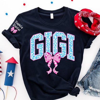 Patriotic 4th of July Mimi Nana Grandma and Grandkids  Red White Blue Summer T-Shirt