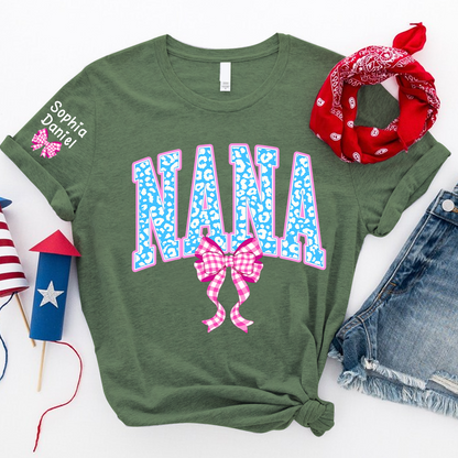 Patriotic 4th of July Mimi Nana Grandma and Grandkids  Red White Blue Summer T-Shirt