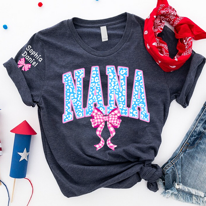 Patriotic 4th of July Mimi Nana Grandma and Grandkids  Red White Blue Summer T-Shirt