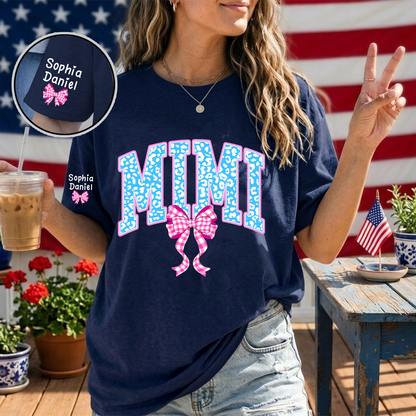 Patriotic 4th of July Mimi Nana Grandma and Grandkids  Red White Blue Summer T-Shirt