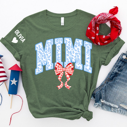 Patriotic 4th of July Mimi Nana Grandma and Grandkids Red White Blue Summer, Girly America T-Shirt