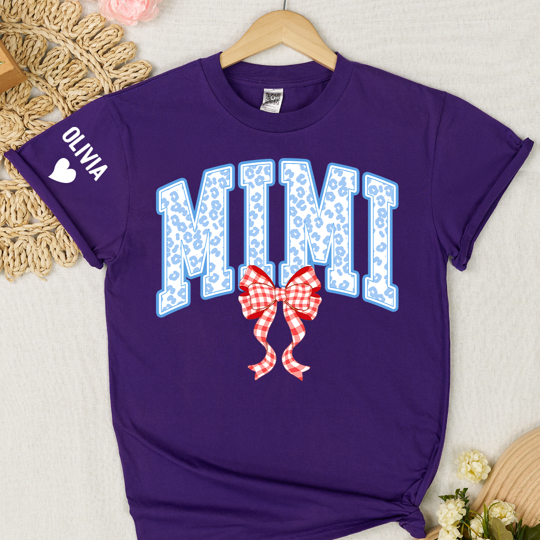Patriotic 4th of July Mimi Nana Grandma and Grandkids Red White Blue Summer, Girly America T-Shirt