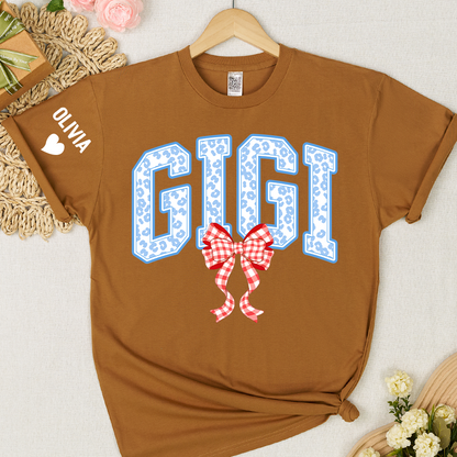 Patriotic 4th of July Mimi Nana Grandma and Grandkids Red White Blue Summer, Girly America T-Shirt