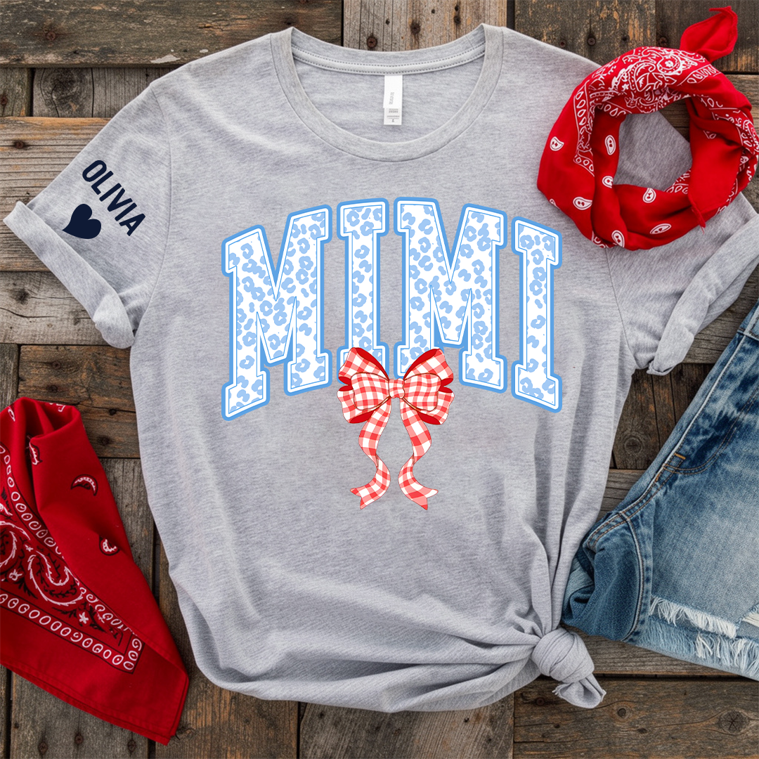 Patriotic 4th of July Mimi Nana Grandma and Grandkids Red White Blue Summer, Girly America T-Shirt