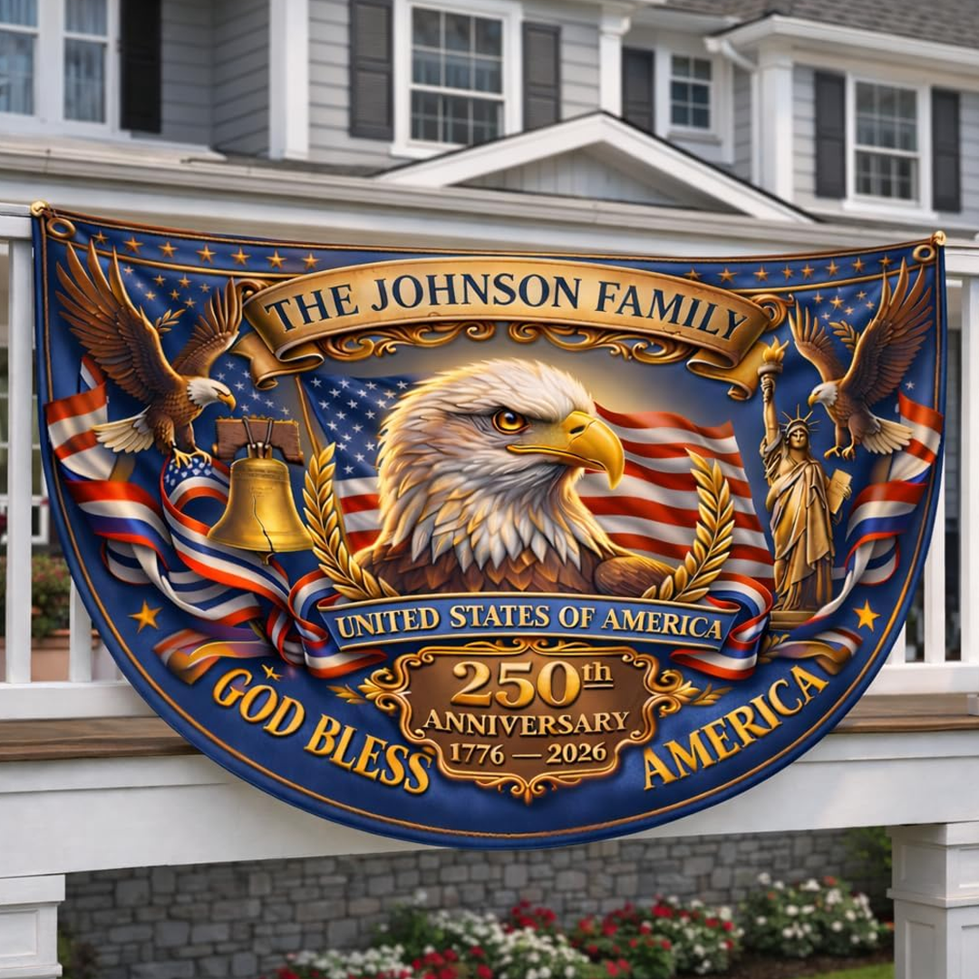 Patriotic American Flag Custom House Gift for Veteri, 250 Anniversary USA Garden Flag