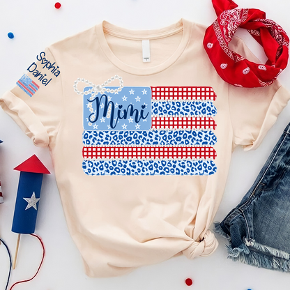 Patriotic Coquette USA Flag, Custom Mimi and Grandkids Name , 4th of July T-shirt