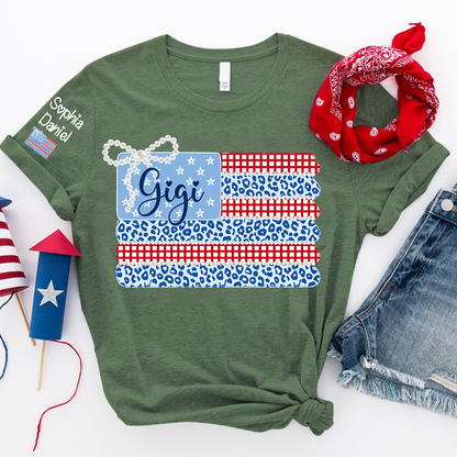 Patriotic Coquette USA Flag, Custom Mimi and Grandkids Name , 4th of July T-shirt