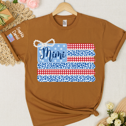 Patriotic Coquette USA Flag, Custom Mimi and Grandkids Name , 4th of July T-shirt