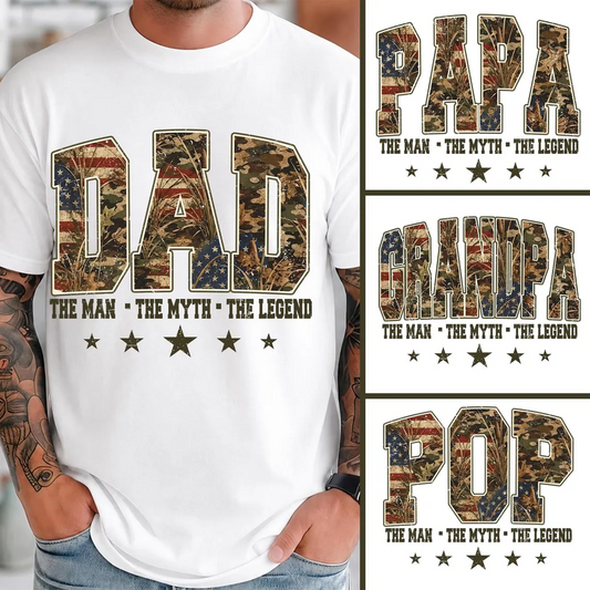 Patriotic Hunting Dad, American Flag Camo Dad Grandpa Papa Pop, Father’s Day Hunting T-shirt