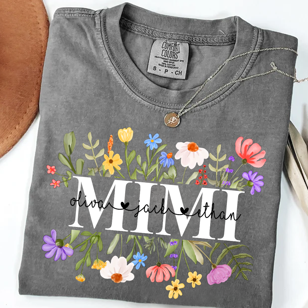 Mimi Wildflower Watercolor And Grandkids Gift For Grandma Comfort Colors® Shirt
