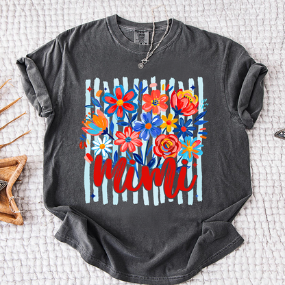 Comfort Colors® Personalized Nana American Flag T-Shirt, Custom Nana, Gigi, Mimi, Mama Design, Patriotic Family Shirt, Gifts for 4th of July, Independence Day