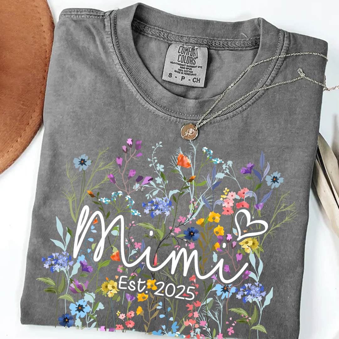 Comfort Colors® Mimi Heart Wildflower And Grandkids Shirt Gift for Grandma, Mother's Day, Birthday
