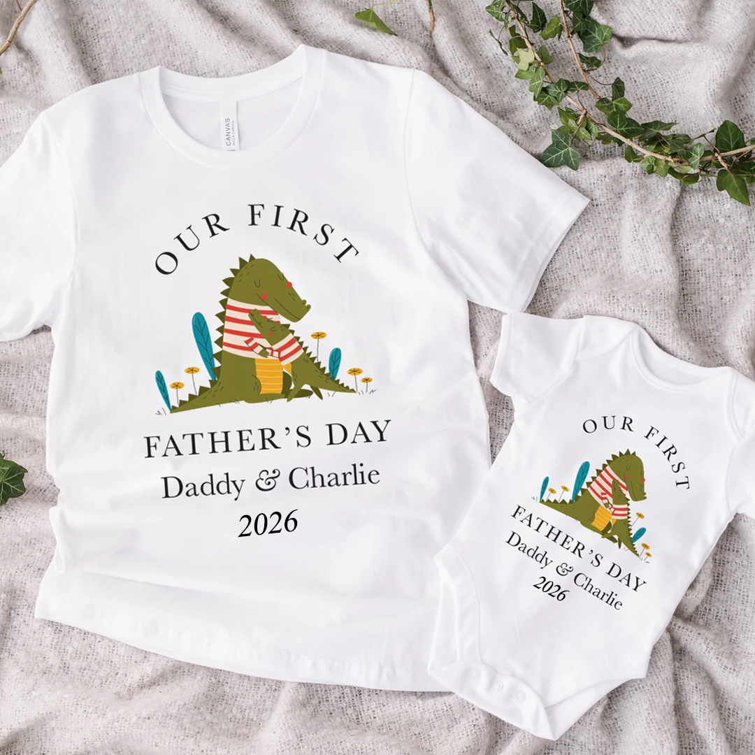 Personalised Matching Our First Father's Day, Daddy and Baby Gift Dad and Me tee 1st Fathers Day Dada Baby bodysuit