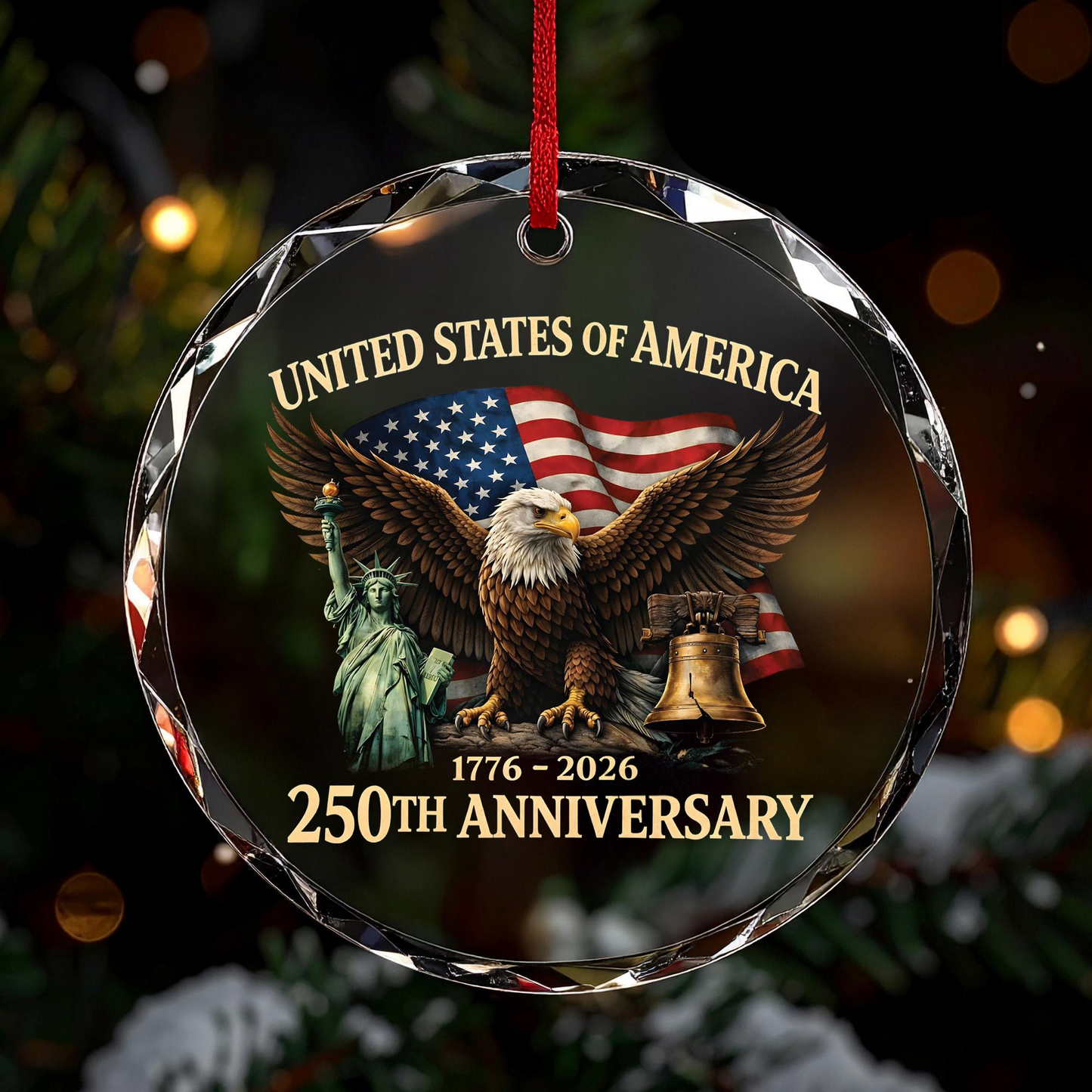 Personalized 250th Anniversary USA Ornament, Custom Patriotic Eagle & Liberty Keepsake, 1776-2026 American Holiday Decor