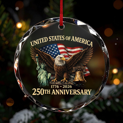 Personalized 250th Anniversary USA Ornament, Custom Patriotic Eagle & Liberty Keepsake, 1776-2026 American Holiday Decor