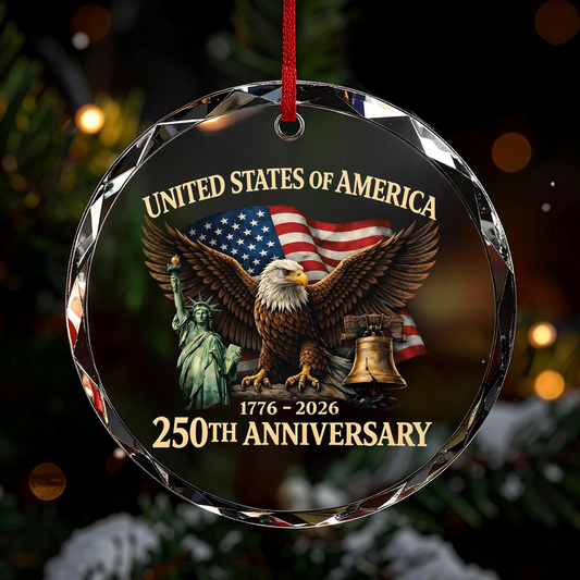 Personalized 250th Anniversary USA Ornament, Custom Patriotic Eagle & Liberty Keepsake, 1776-2026 American Holiday Decor