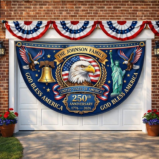 Personalized 250th Semiquincentennial Bunting Flag, Custom Family Name USA 250th Anniversary Flag