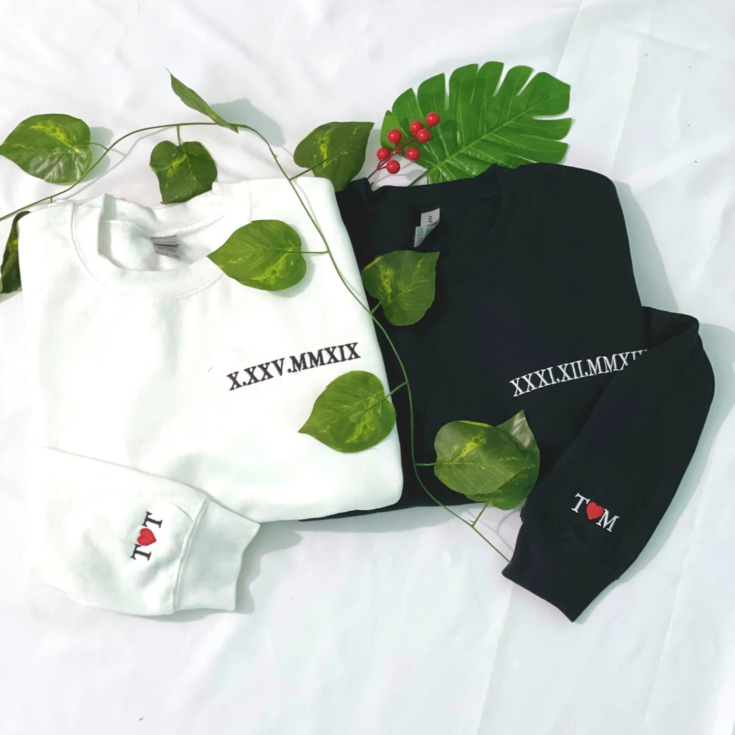 Personalized Anniversary Gifts for Him Her, Custom Embroidered Anniversary Year Sweatshirt