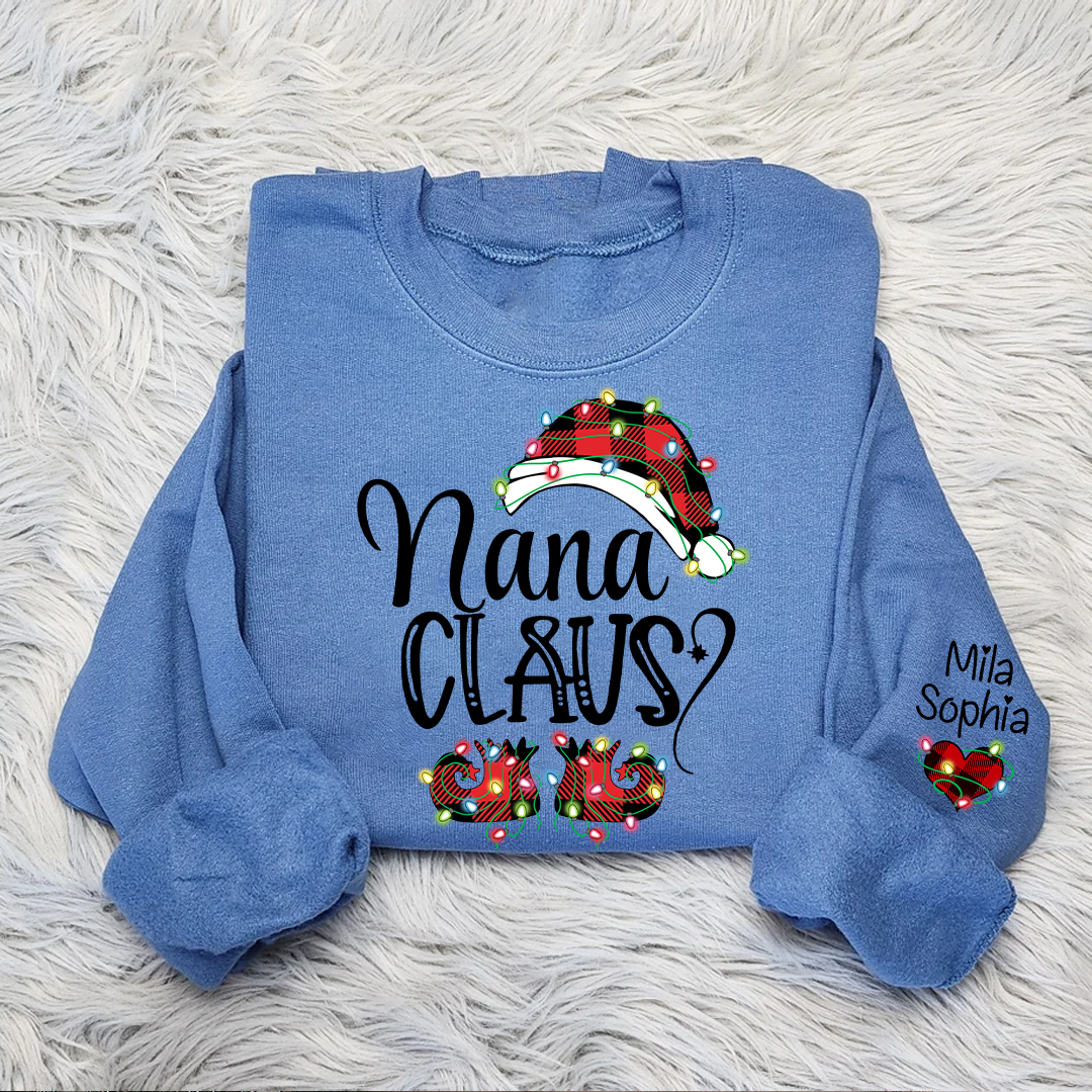 Personalized Christmas Nana Claus And Kids Sweatshirt