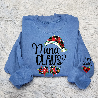 Personalized Christmas Nana Claus And Kids Sweatshirt