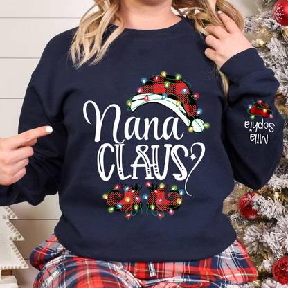 Personalized Christmas Nana Claus And Kids Sweatshirt