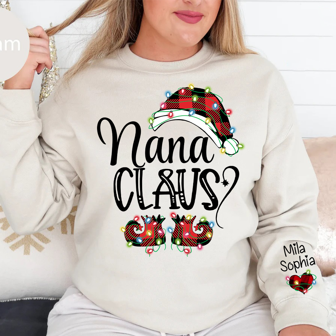 Personalized Christmas Nana Claus And Kids Sweatshirt