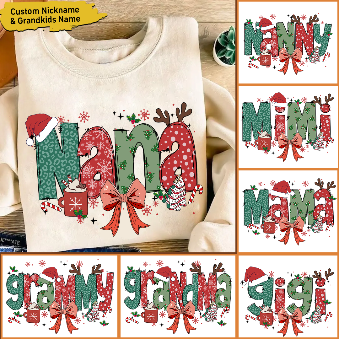 Personalized Christmas Nana Mimi Gigi And Grandkids Sweatshirt