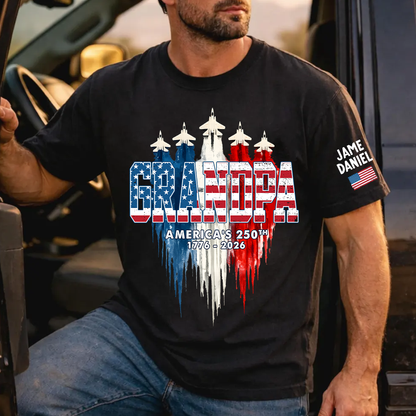 Personalized Dad Papa Grandpa American Flag Airplanes USA Fighter Jets, 1776 2026 Patriotic Jets, 4th Of July Military Aircraft, Memorial Day Gift