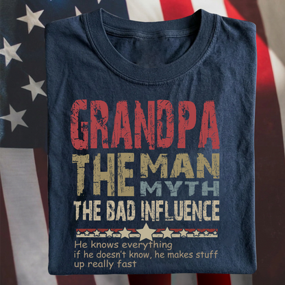 Personalized Dad Papa Grandpa and Grandkids, Papa Legend Influence T-Shirt