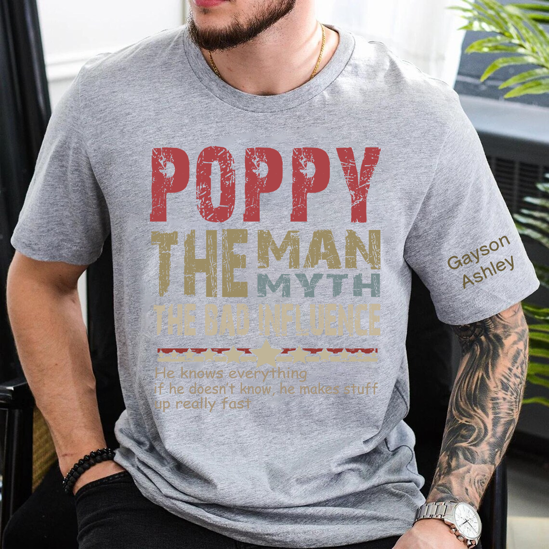 Personalized Dad Papa Grandpa and Grandkids, Papa Legend Influence T-Shirt
