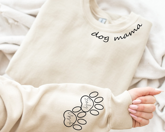 Personalized Dog Paw Hoodie, Custom Dog Mama Sweatshirt, Gift for Mama Sweatshirt, Dog Mom Gift for Pet Gift for Her, Pet Lovers