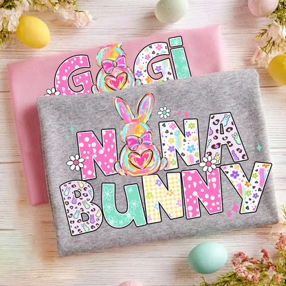 Nana Bunny Mimi Grandma Nana and Grandkids Easter Day T-shirt
