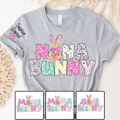 Personalized Easter Day, Nana Bunny And Grandkid T-shirt