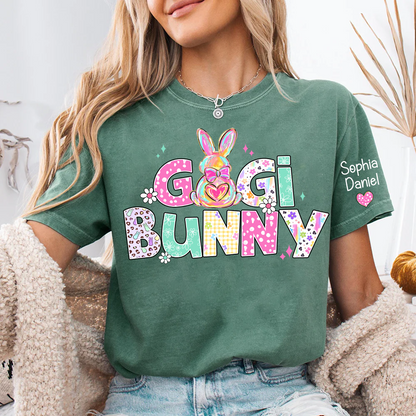 Personalized Easter Day, Nana Bunny And Grandkid T-shirt