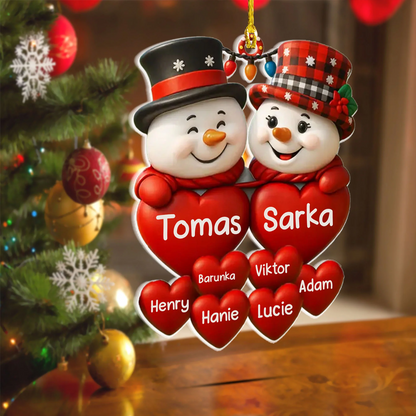 Personalized Family Snowman Christmas Gift Ornament