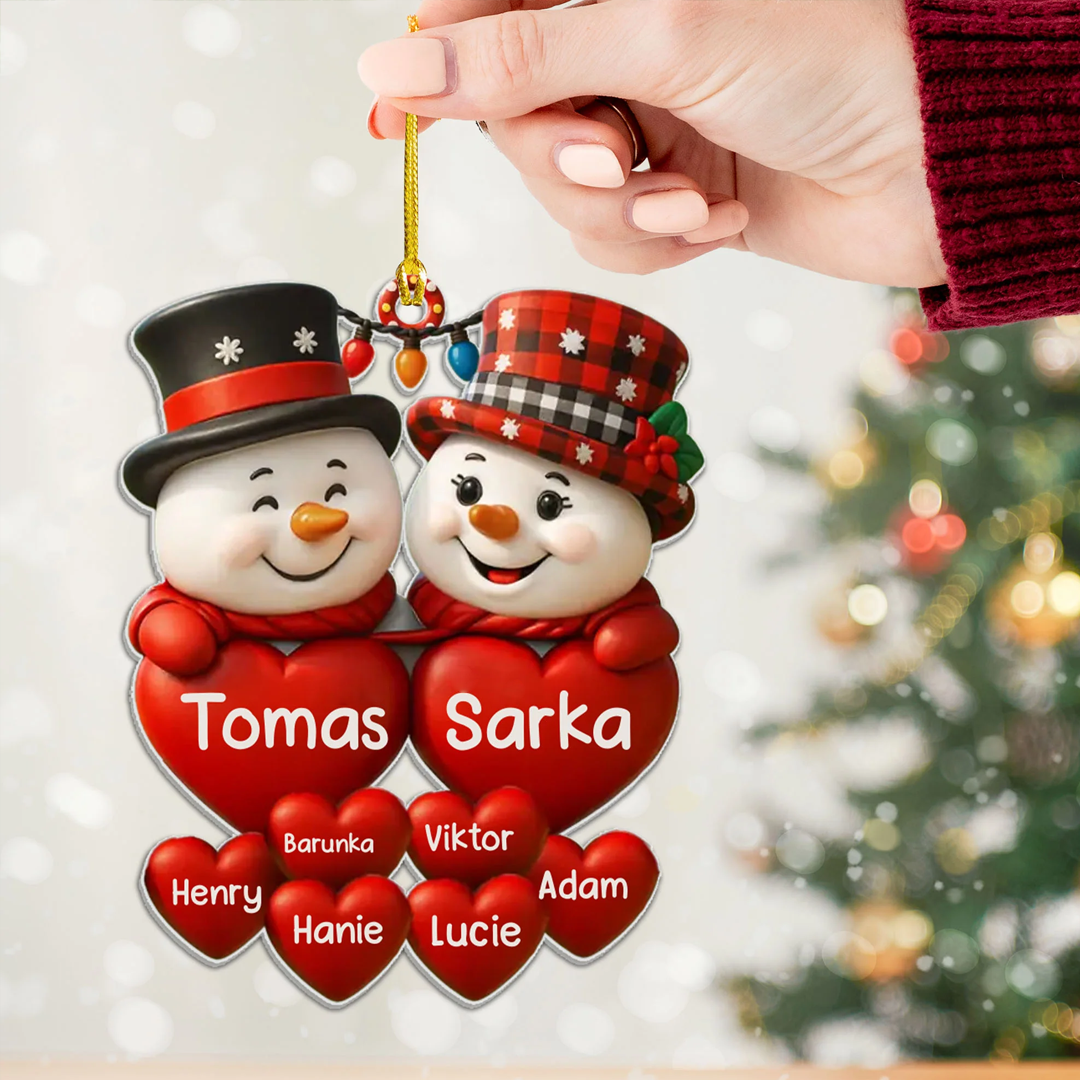 Personalized Family Snowman Christmas Gift Ornament