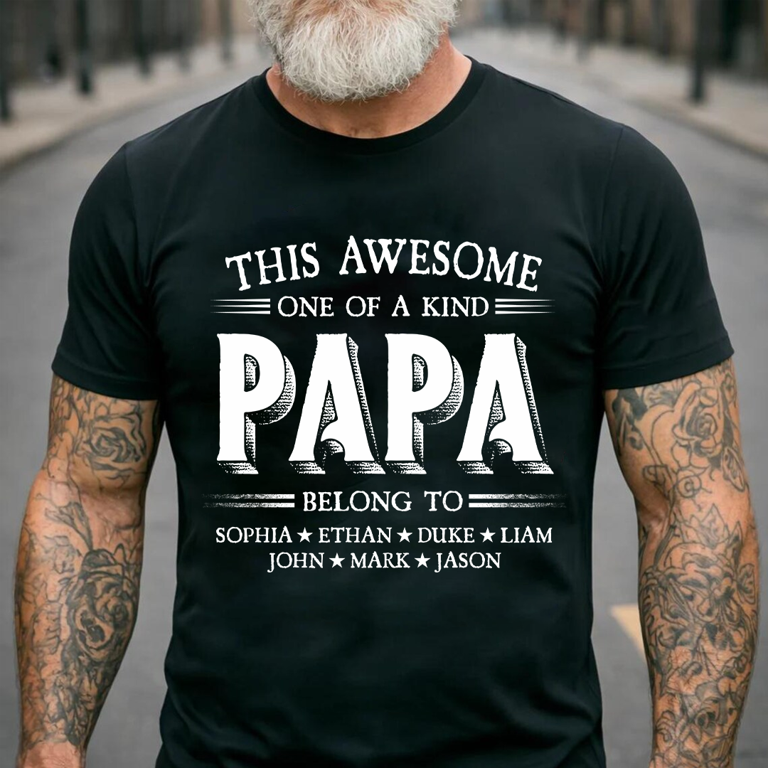 Personalized Father's Day Grandpa Shirt, This Awesome One Of A Kind Papa Belong to Grandkids T-shirt