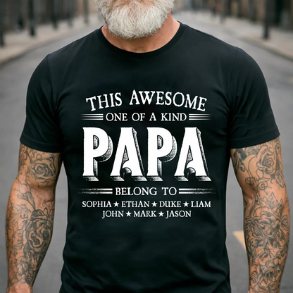 Personalized Father's Day Grandpa Shirt, This Awesome One Of A Kind Papa Belong to Grandkids T-shirt