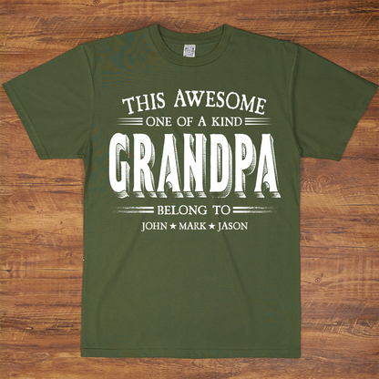 Personalized Father's Day Grandpa Shirt, This Awesome One Of A Kind Papa Belong to Grandkids T-shirt