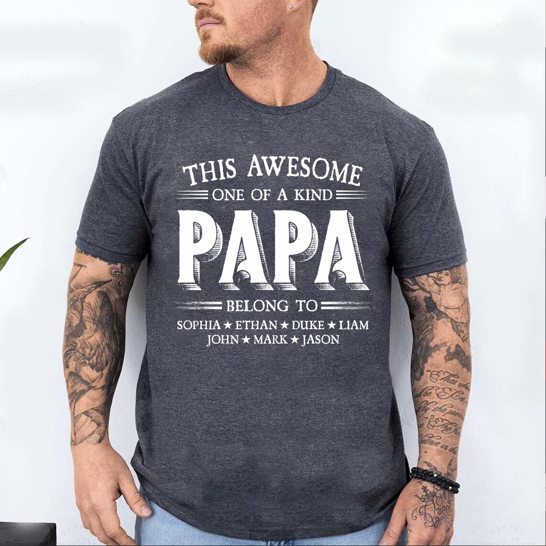 Personalized Father's Day Grandpa Shirt, This Awesome One Of A Kind Papa Belong to Grandkids T-shirt