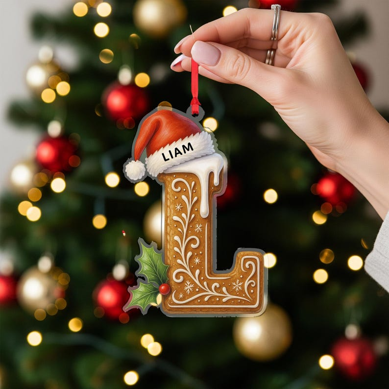 Custom Gingerbread Letter Ornament – Personalized Acrylic Design, Unique Christmas Tree Decor and Gift Idea