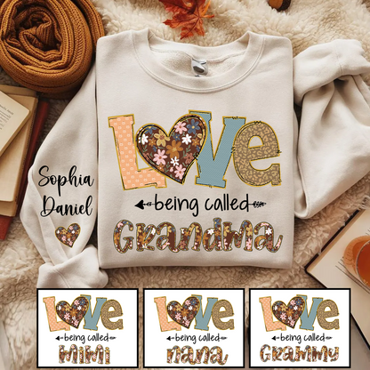 Personalized Grandma Fall Love Being Called Grandma and Custom Grandkids Name Shirt