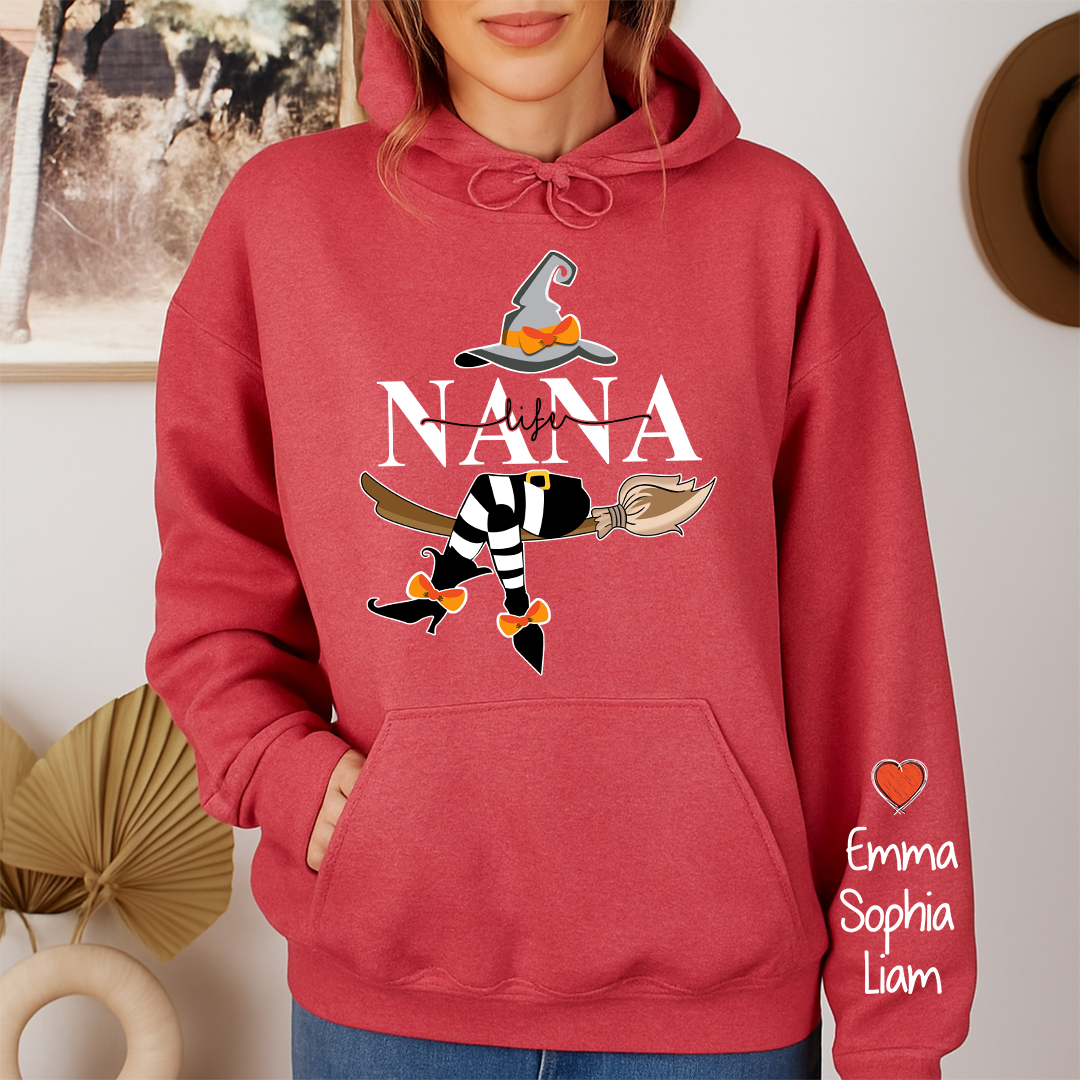 Grandma Life Witch Hoodie, Custom Grandma & Kids Halloween, Gift For Grandma Hoodie