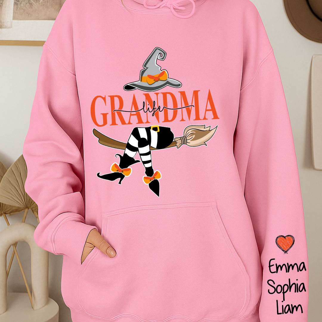 Grandma Life Witch Hoodie, Custom Grandma & Kids Halloween, Gift For Grandma Hoodie